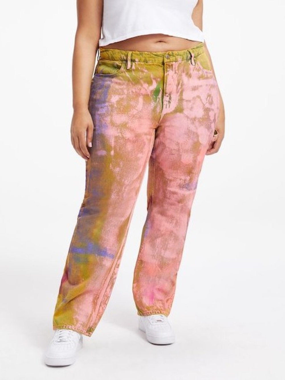 Good American 90s Carpenter Straight Leg Jeans In Painted Pink004